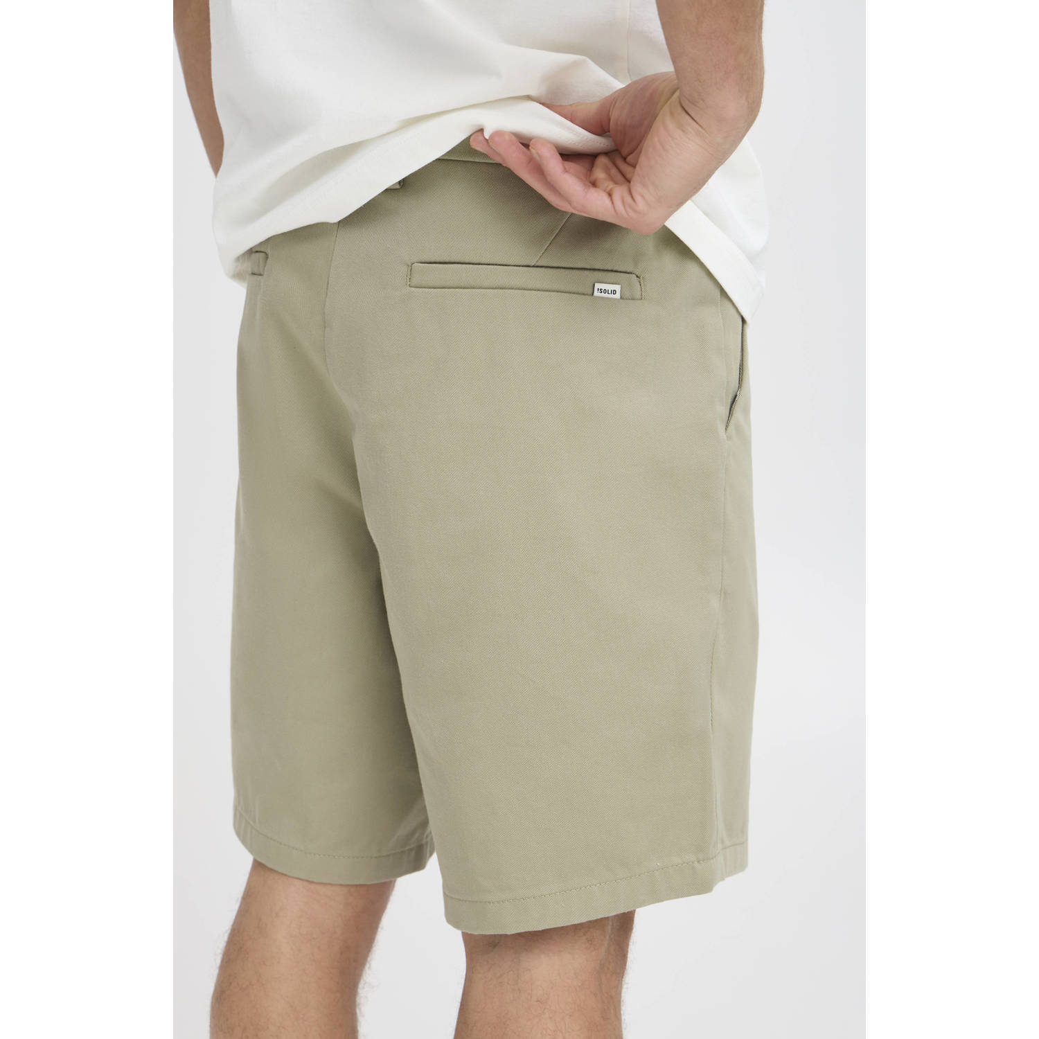 Solid regular chino short