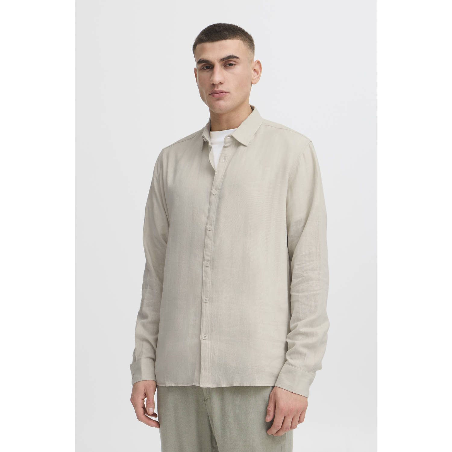 Solid linnen casual overhemd groen