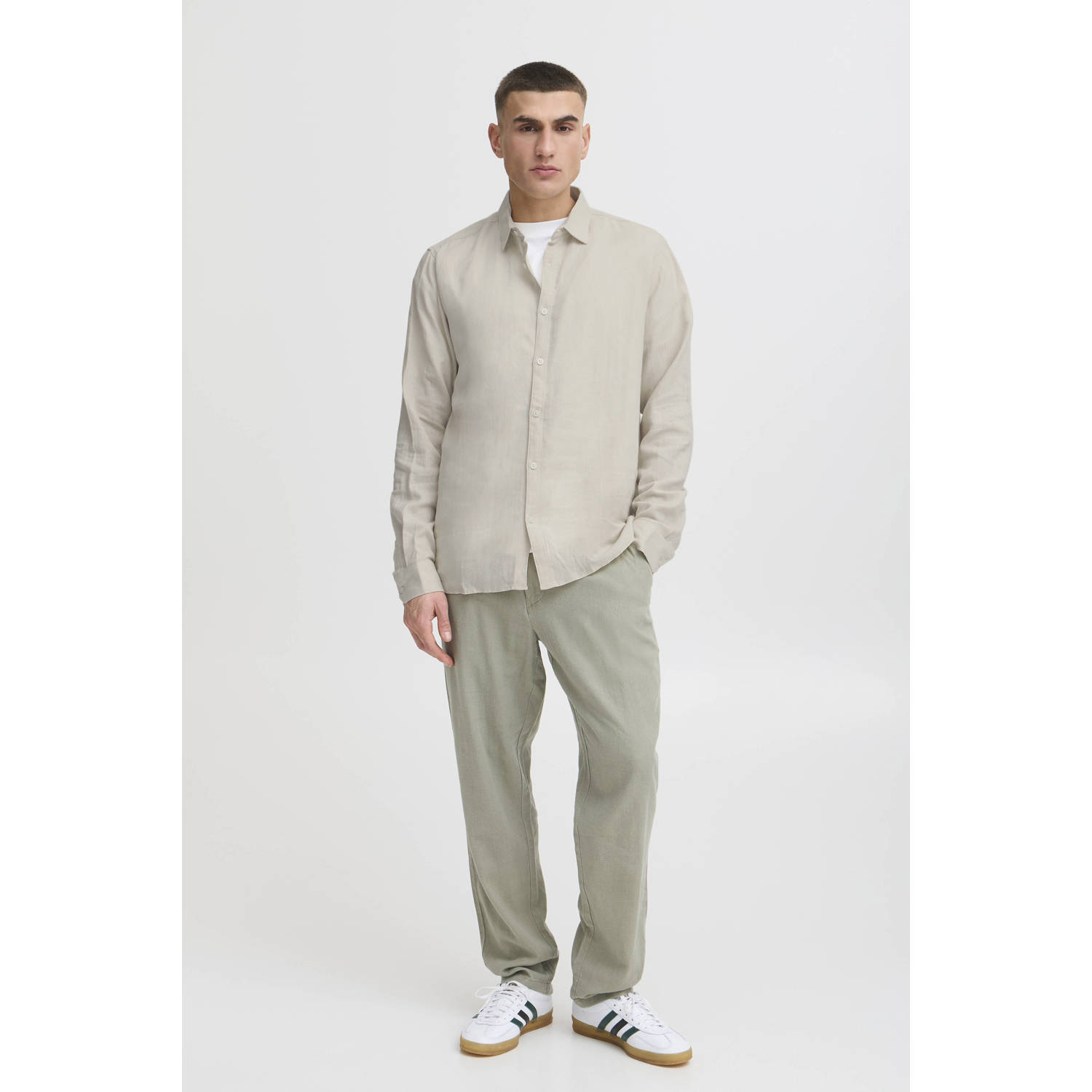 Solid linnen casual overhemd groen