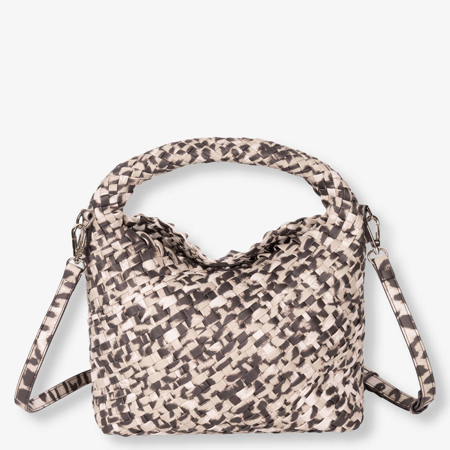 Alix the Label gevlochten crossbody tas met panterprint beige
