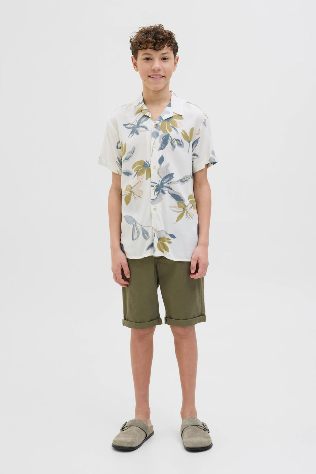 JACK & JONES JUNIOR chino short JPSTDAVID JJCHINO olijfgroen