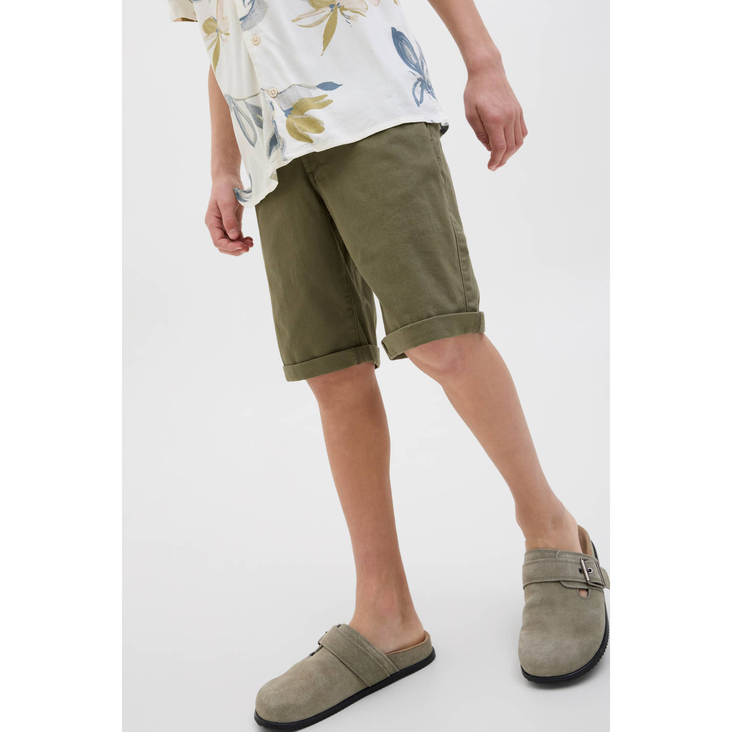 JACK & JONES JUNIOR chino short JPSTDAVID JJCHINO olijfgroen