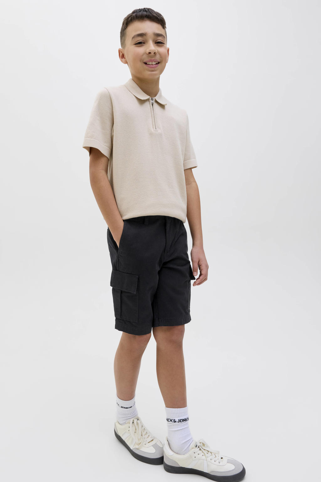 JACK & JONES JUNIOR loose cargo short zwart