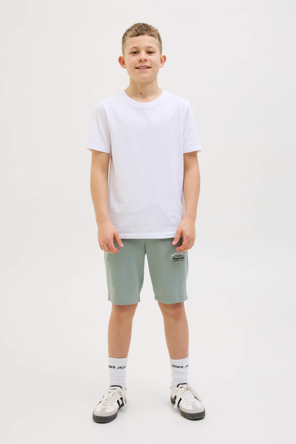 JACK & JONES JUNIOR sweatshort JPSTLOGO met logo zachtgroen