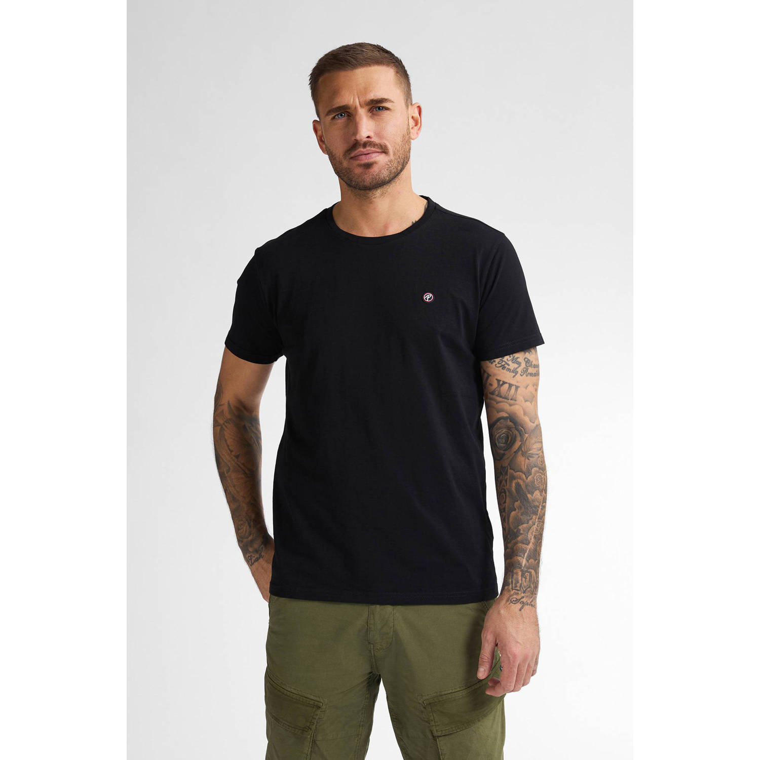 Petrol Industries Shirt met ronde hals met geborduurd logo