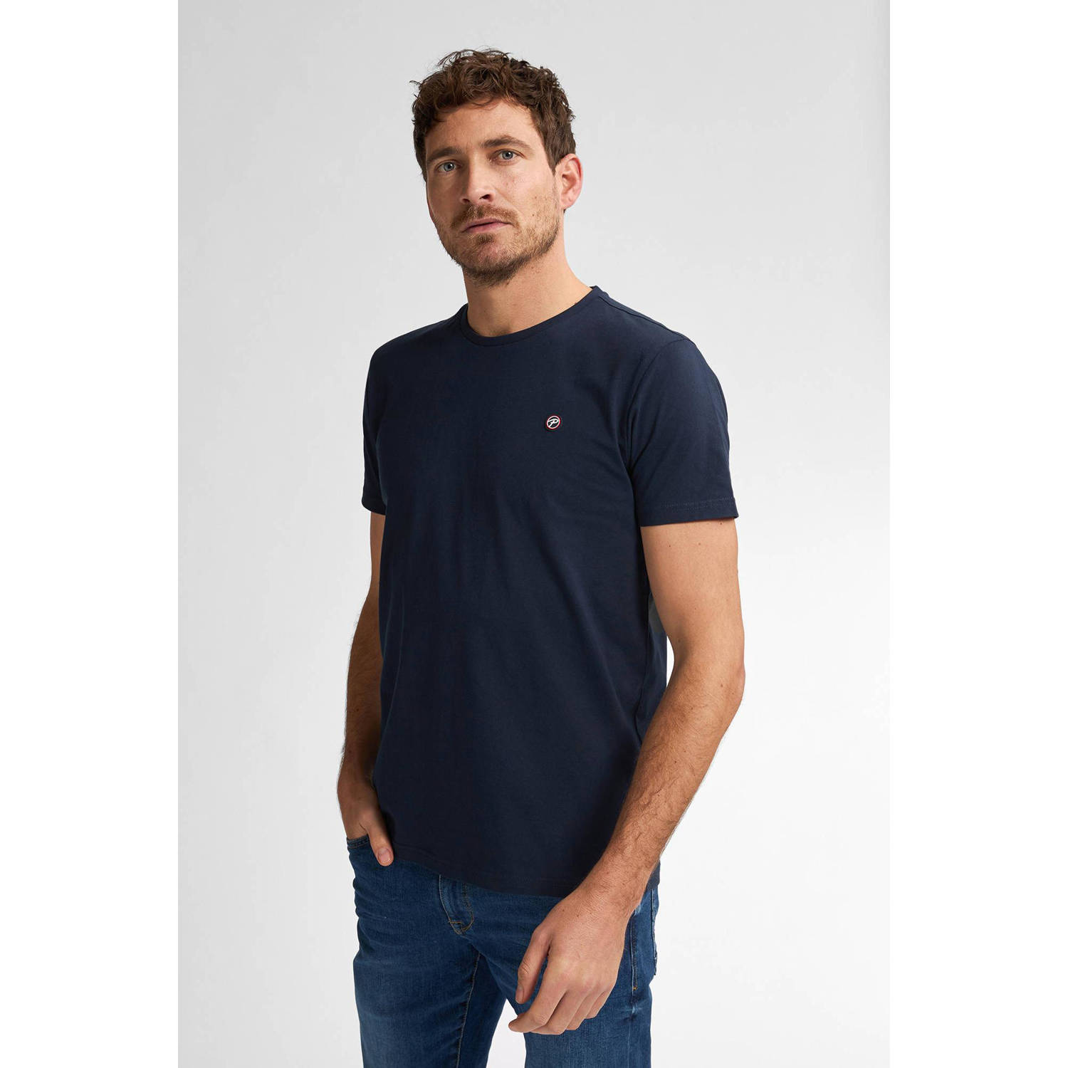 Petrol Industries Shirt met ronde hals met geborduurd logo
