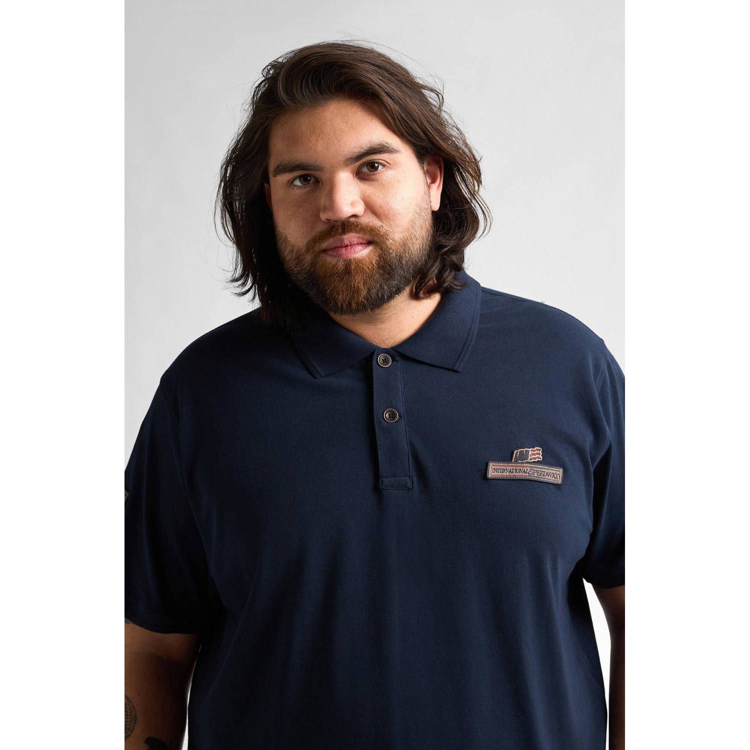 Petrol industries Plus Size polo donkerblauw