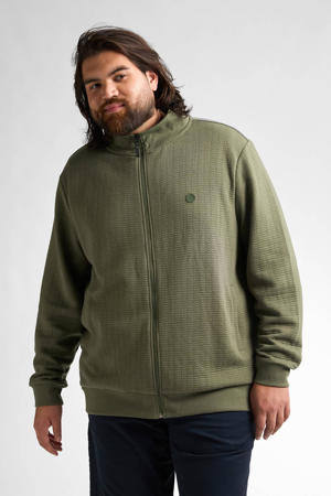 sweatvest met textuur olijfgroen