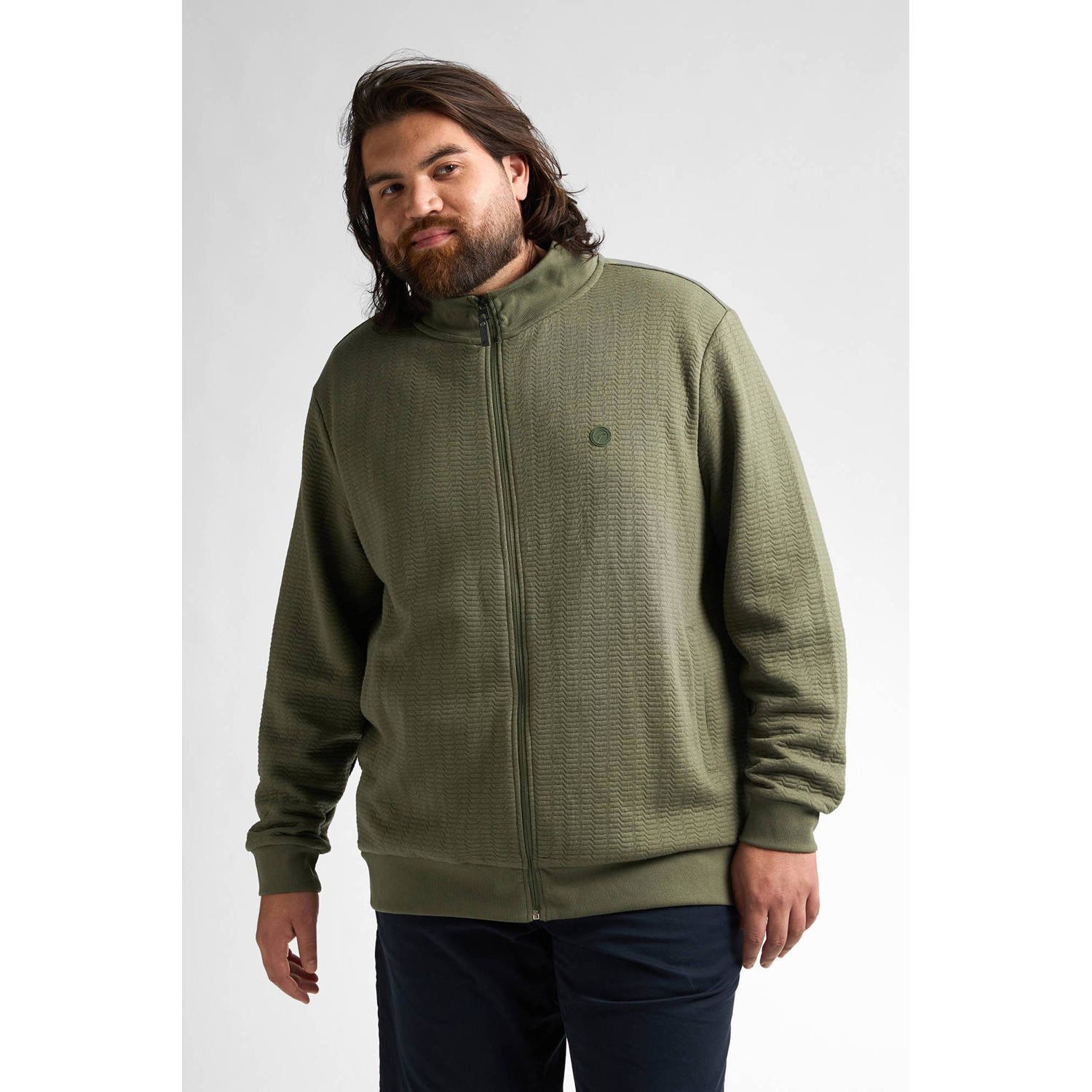 Petrol industries Plus Size sweatvest met textuur olijfgroen