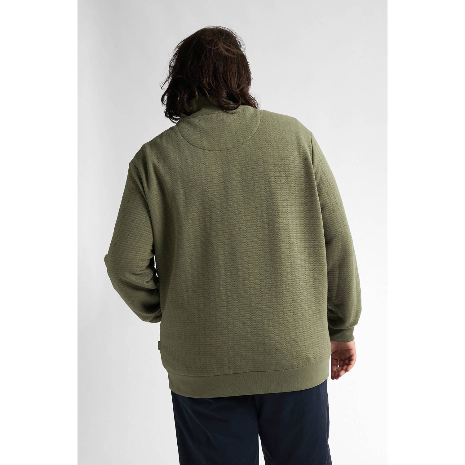 Petrol industries Plus Size sweatvest met textuur olijfgroen