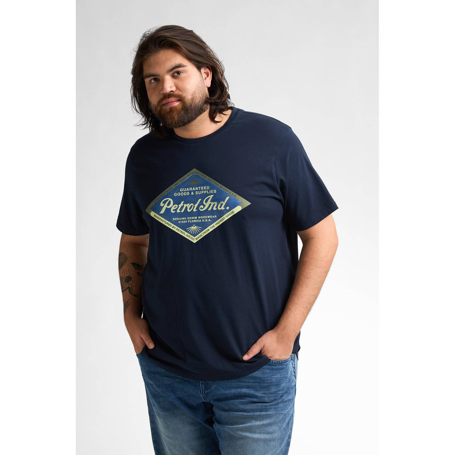 Petrol industries Plus Size T-shirt donkerblauw