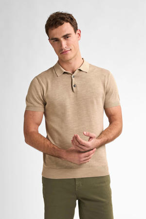 regular polo fijn gebreid beige