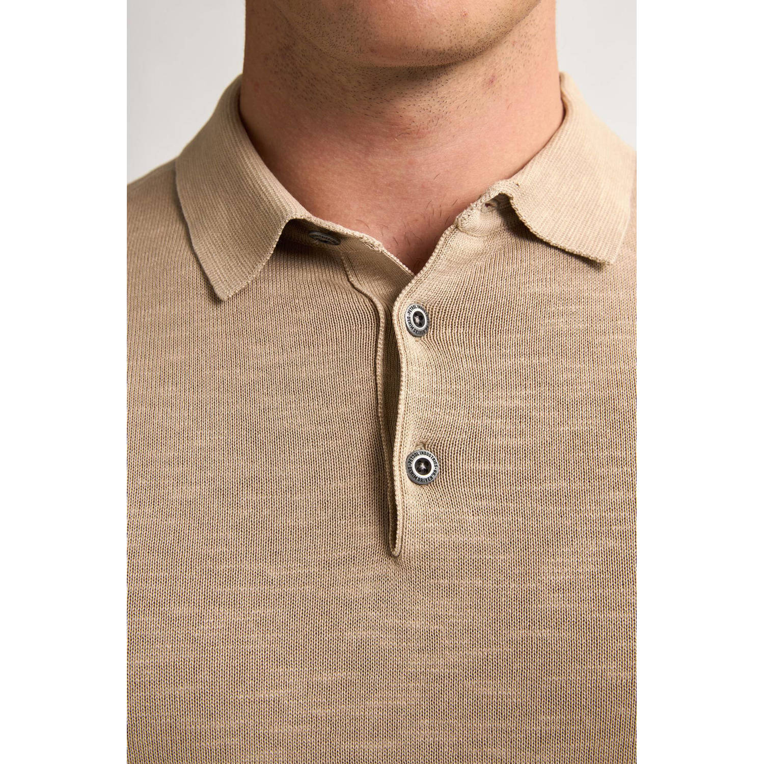 Petrol Industries regular polo fijn gebreid beige