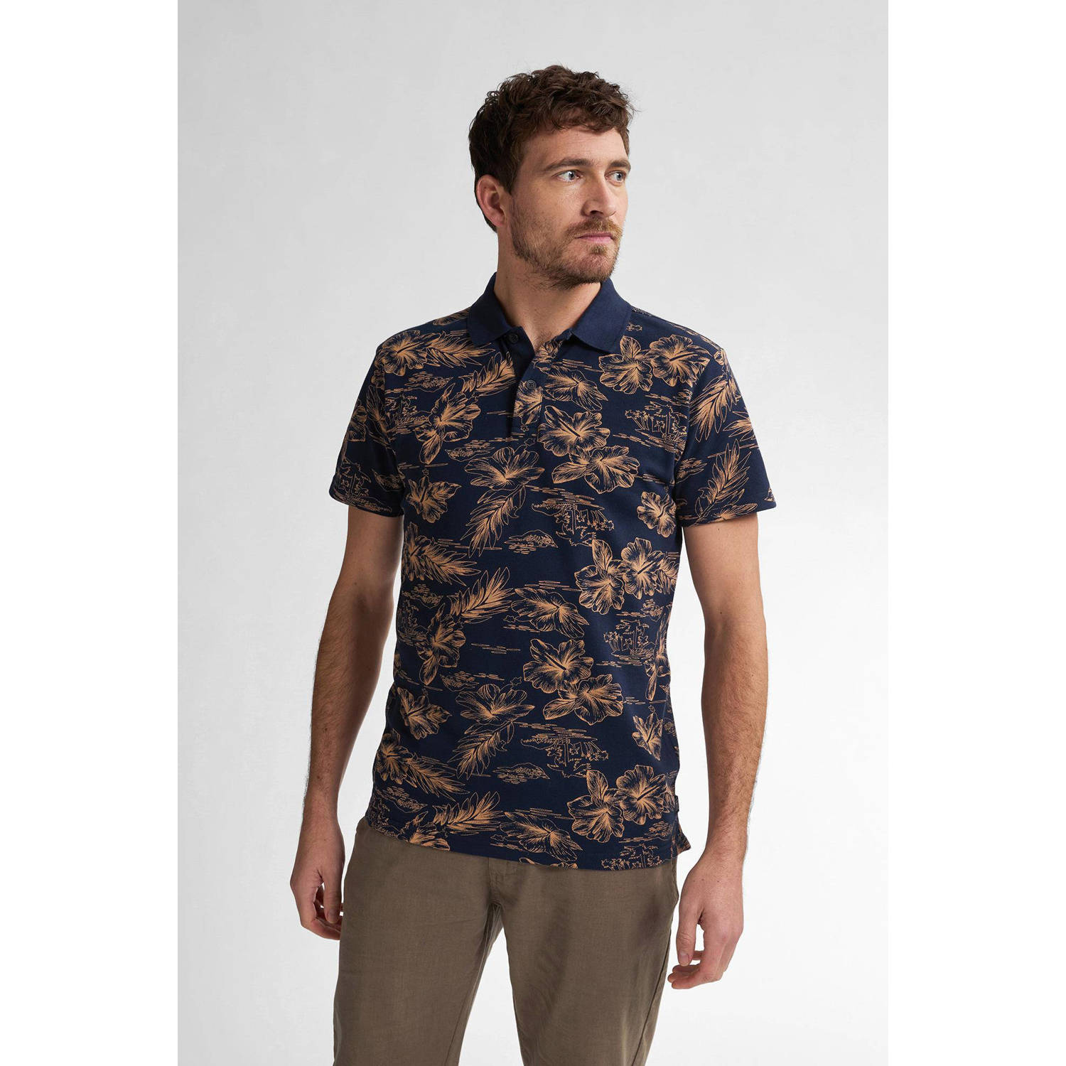 Petrol Industries regular polo donkerblauw