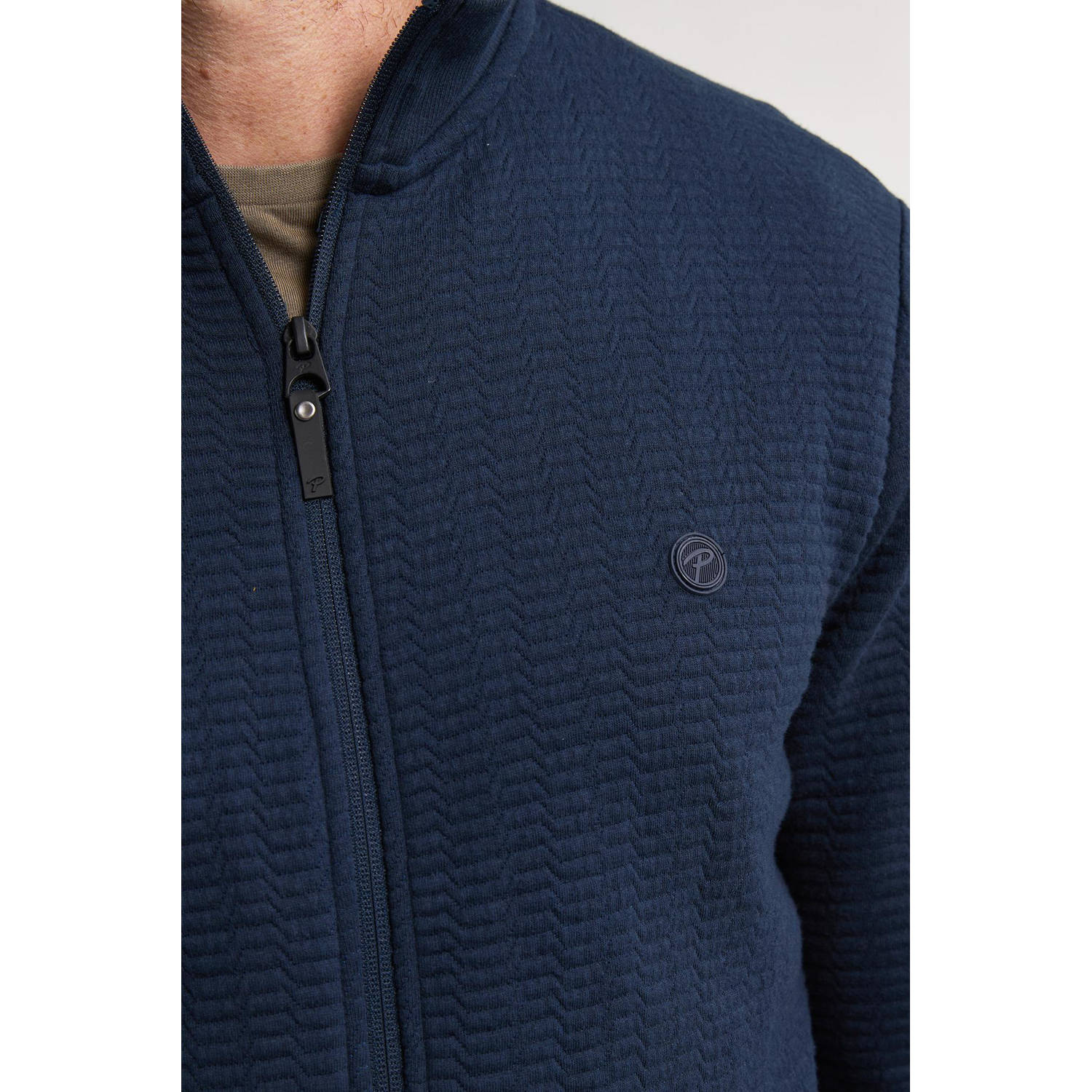 Petrol Industries sweatvest met textuur donkerblauw