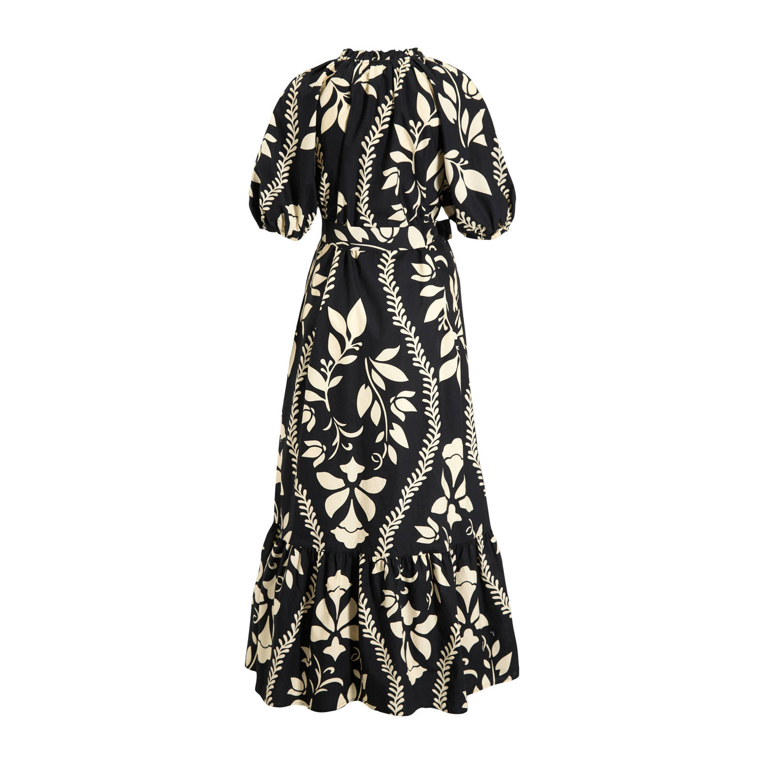 Ruby maxi jurk met all over print zwart beige