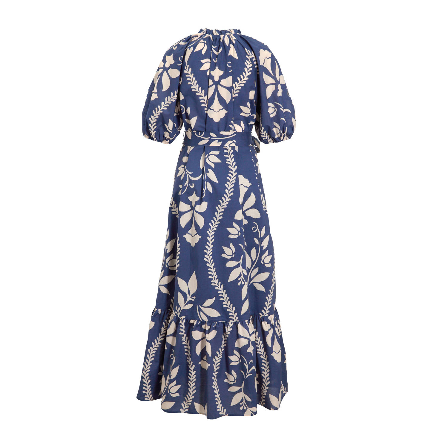 Ruby maxi jurk met all over print blauw beige