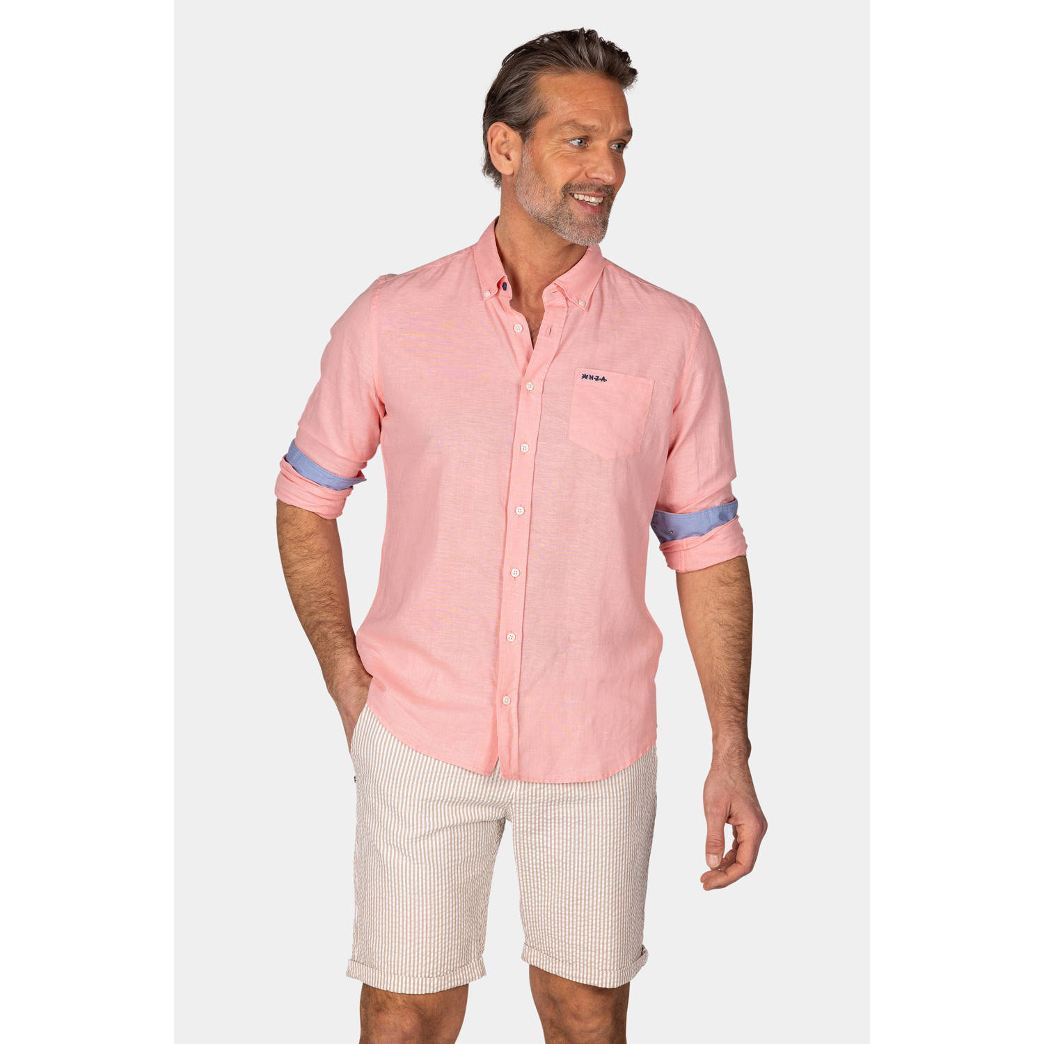 New Zealand Auckland linnen casual overhemd roze