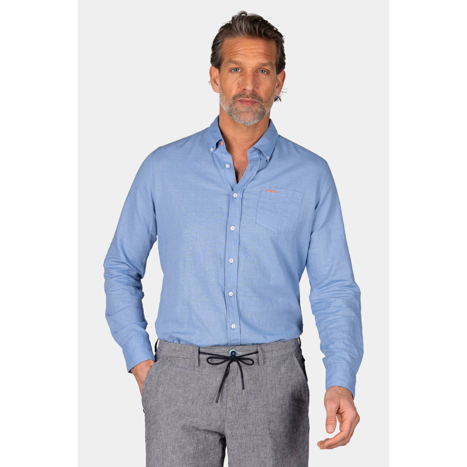 New Zealand Auckland linnen casual overhemd blauw