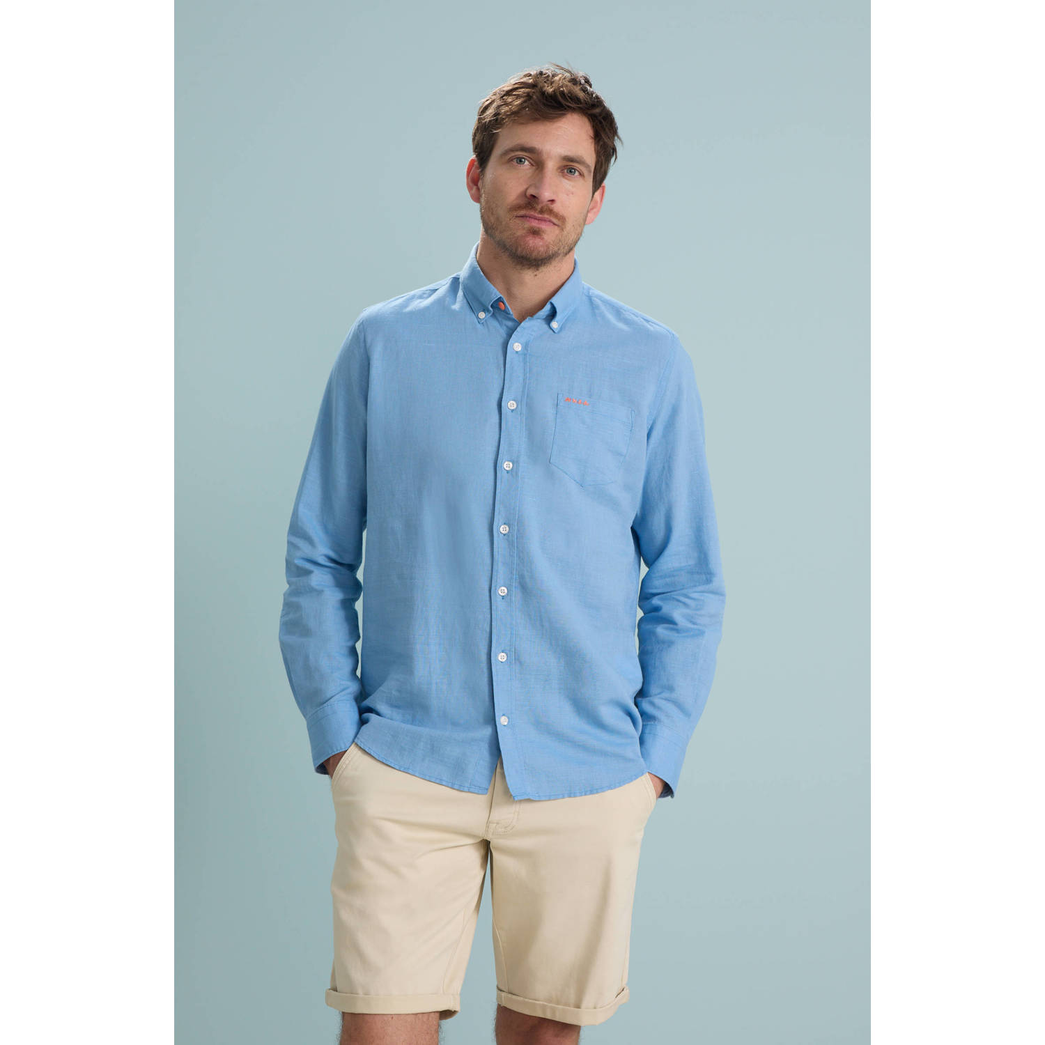 New Zealand Auckland linnen casual overhemd blauw