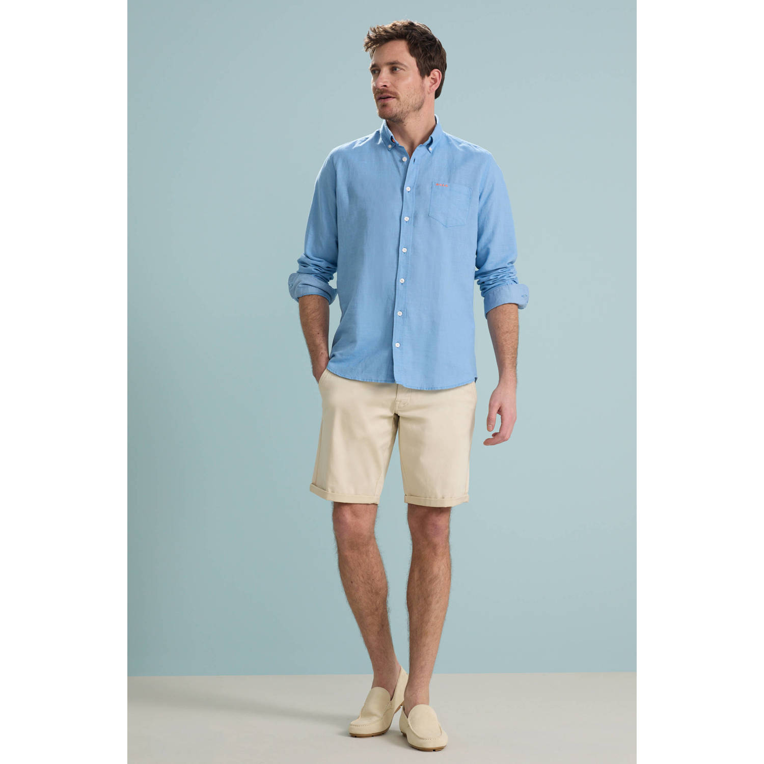 New Zealand Auckland linnen casual overhemd blauw