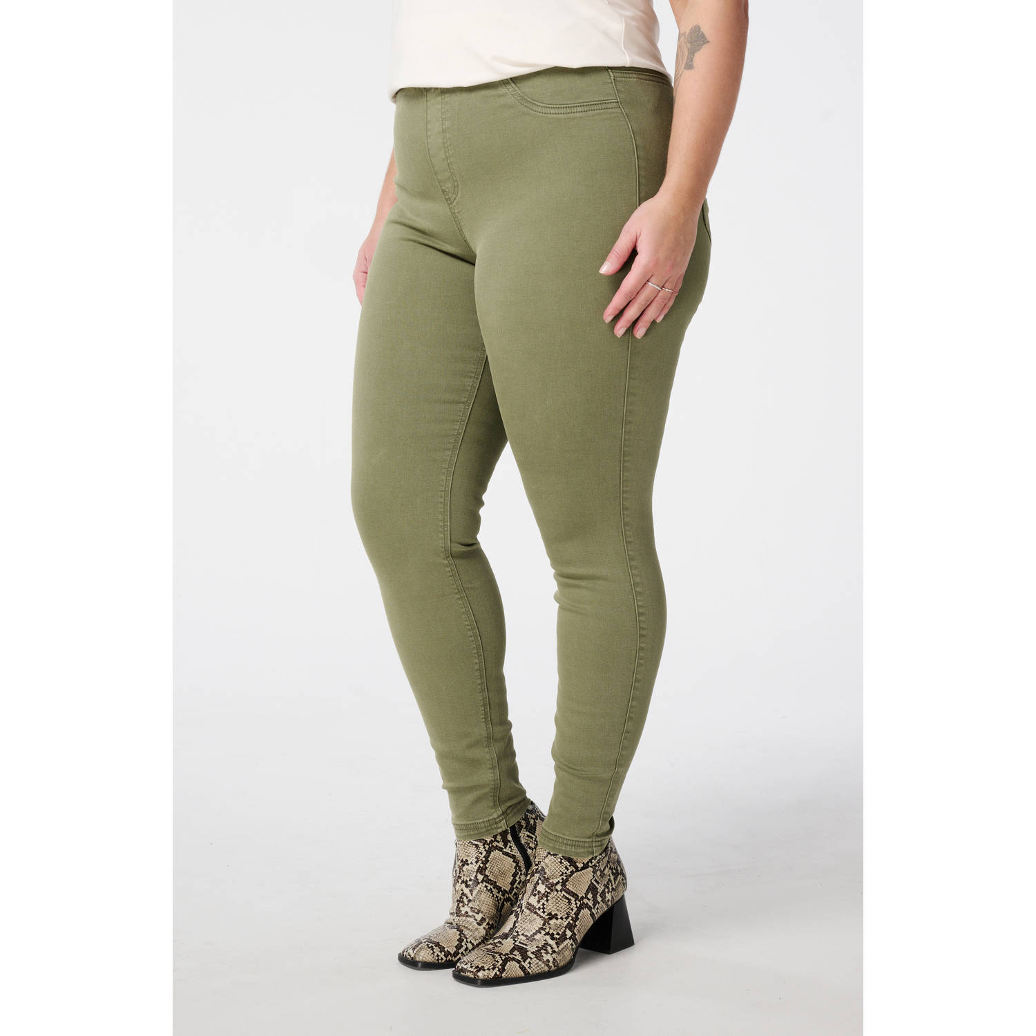 MS Mode slim regular waist broek groen