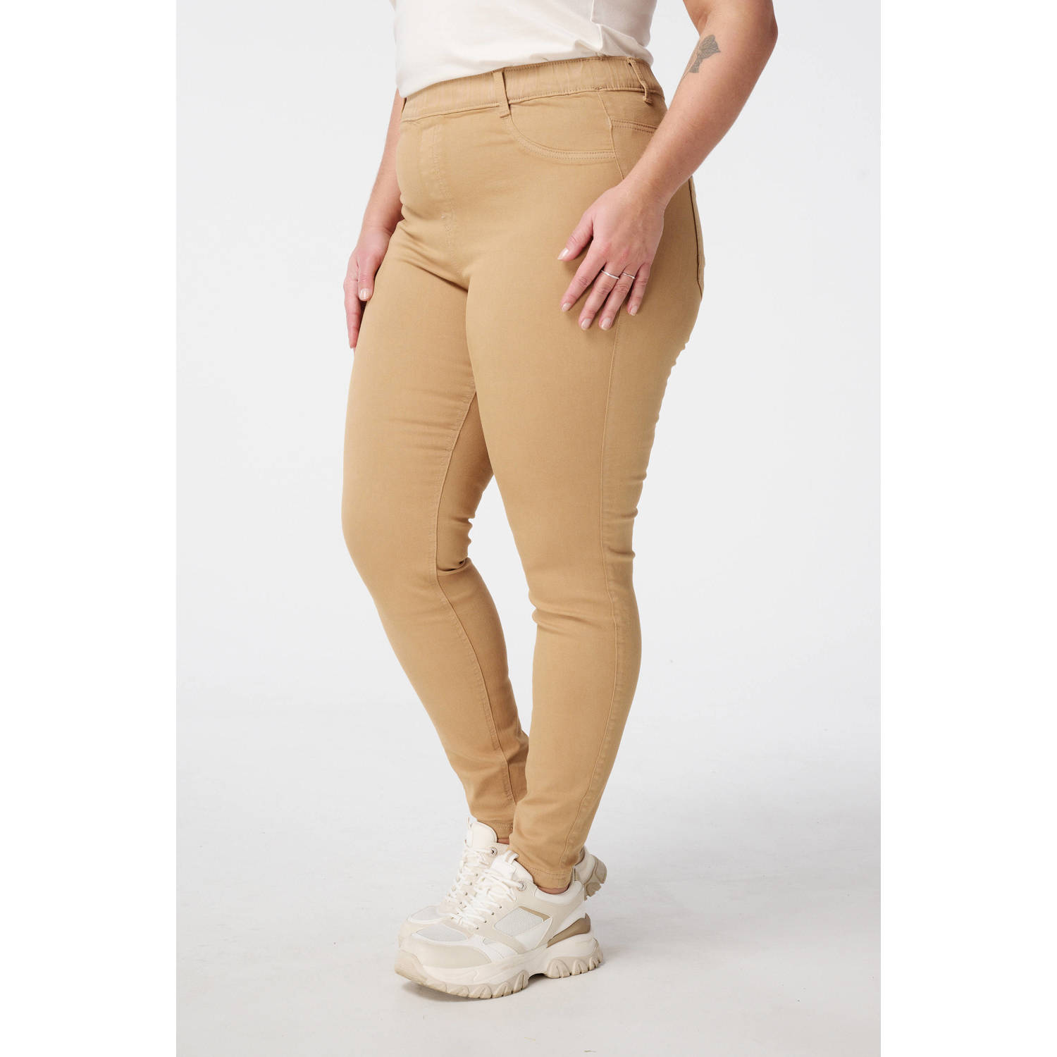 MS Mode slim regular waist broek camel