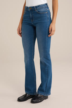 regular waist flared jeans medium blue denim