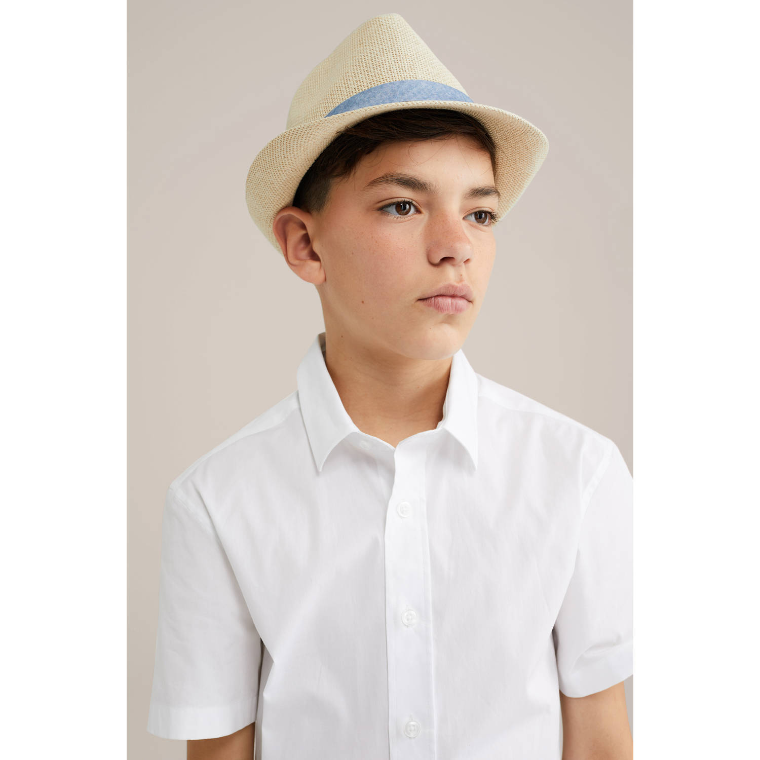 WE Fashion zonnehoed beige blauw