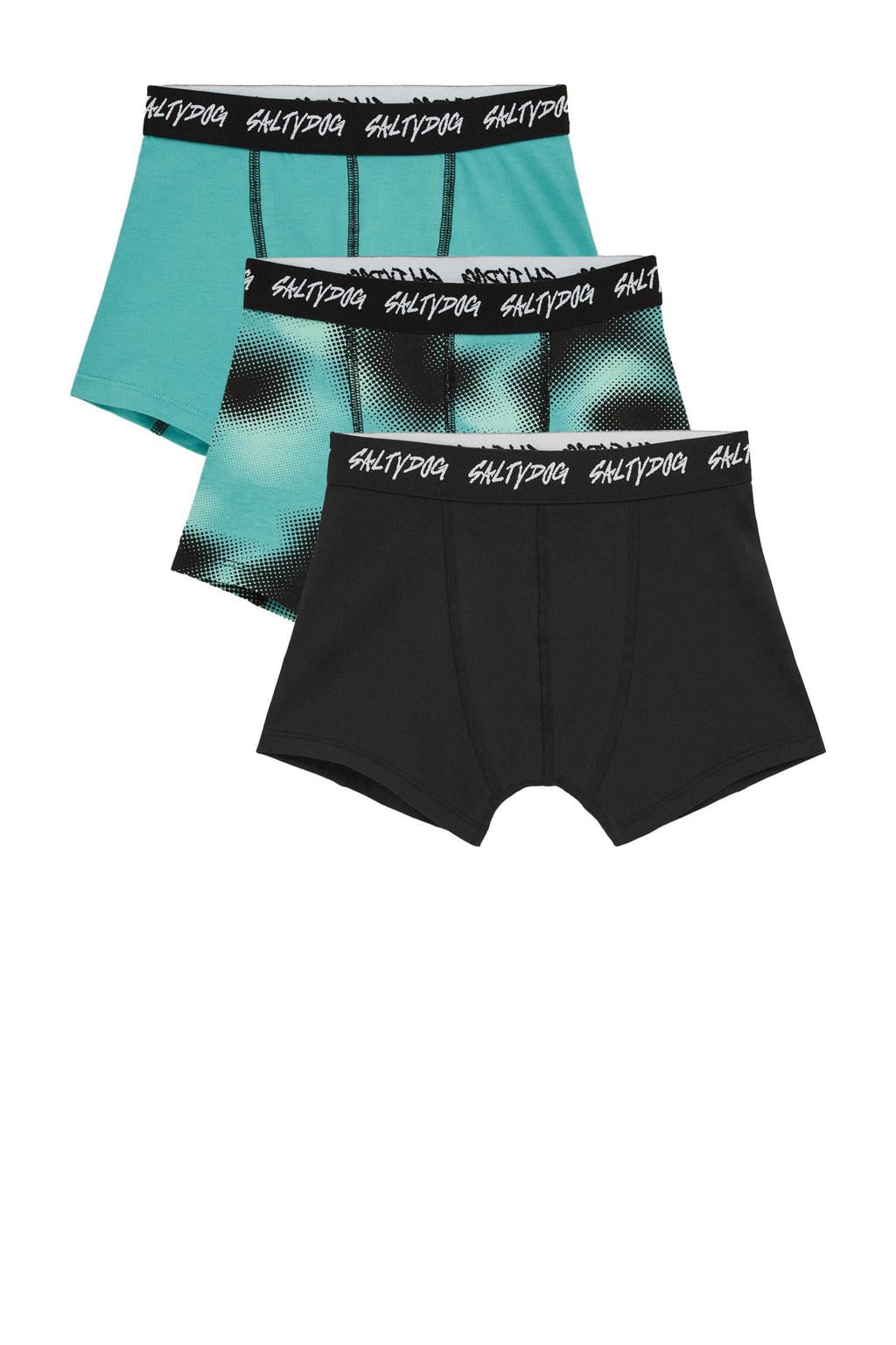 Salty Dog boxershort - turquoise/zwart (set van 3)