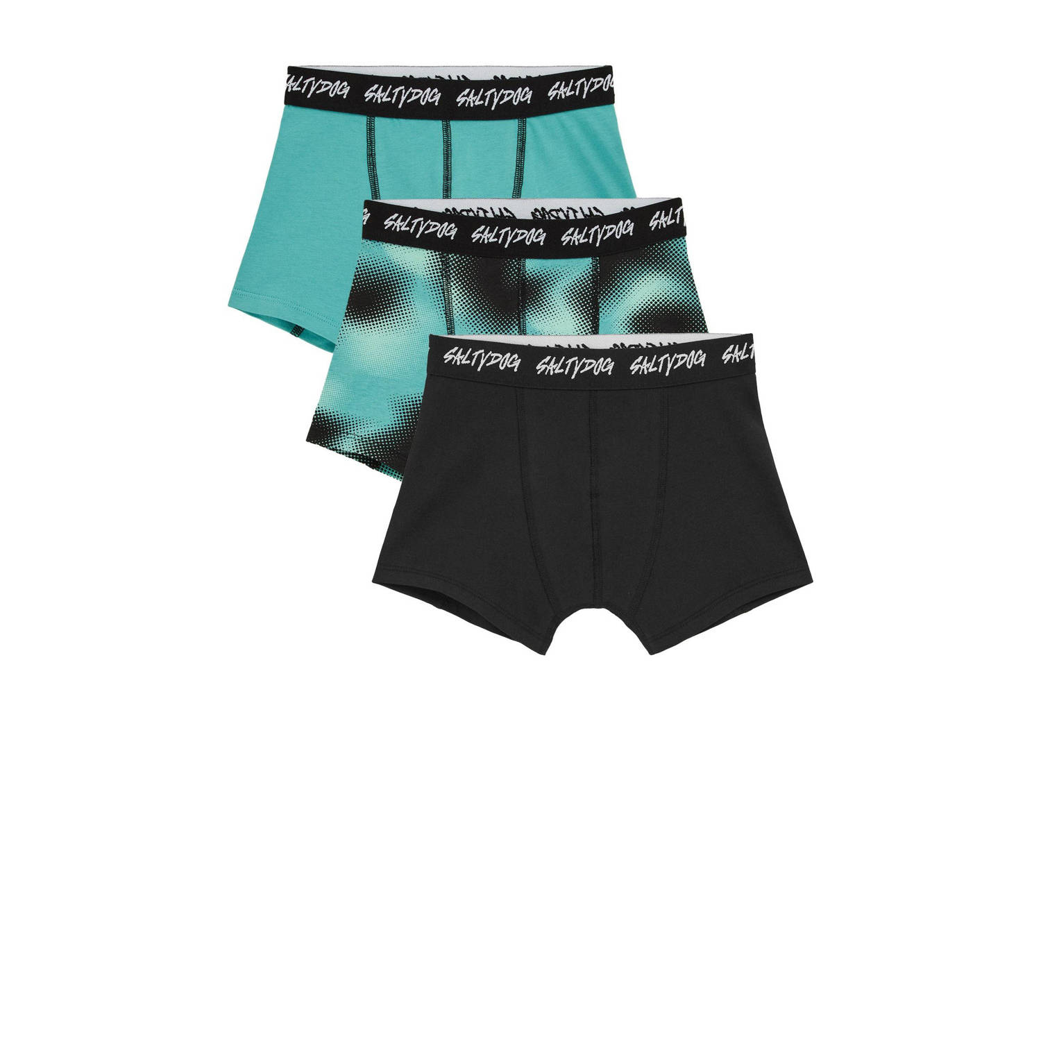 Salty Dog boxershort set van 3 turquoise zwart