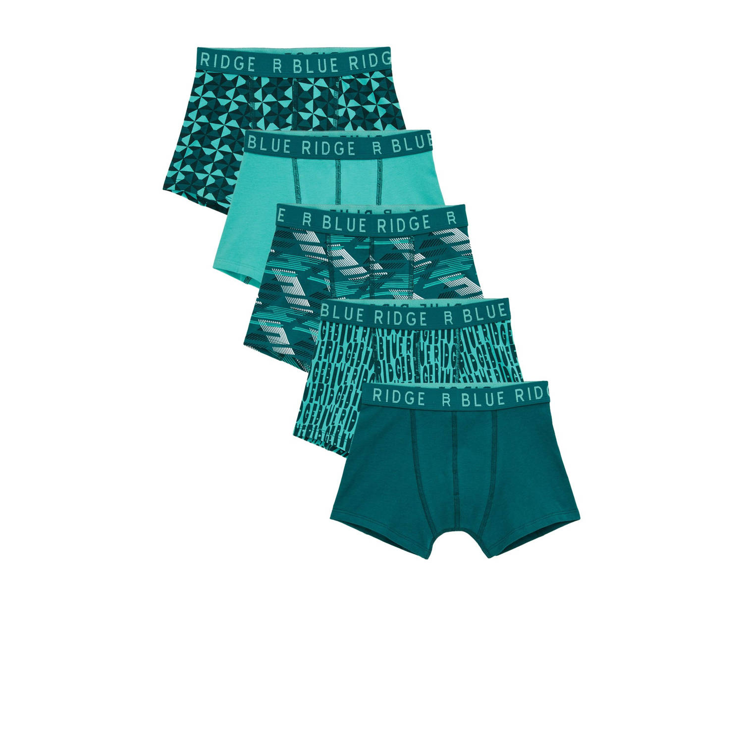 WE Fashion boxershort set van 5 petrol groen