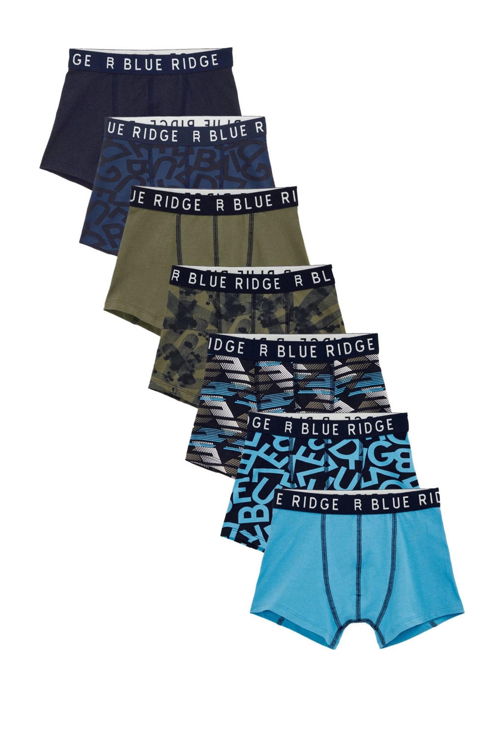 WE Fashion Blue Ridge boxershort - blauw/groen (set van 7)