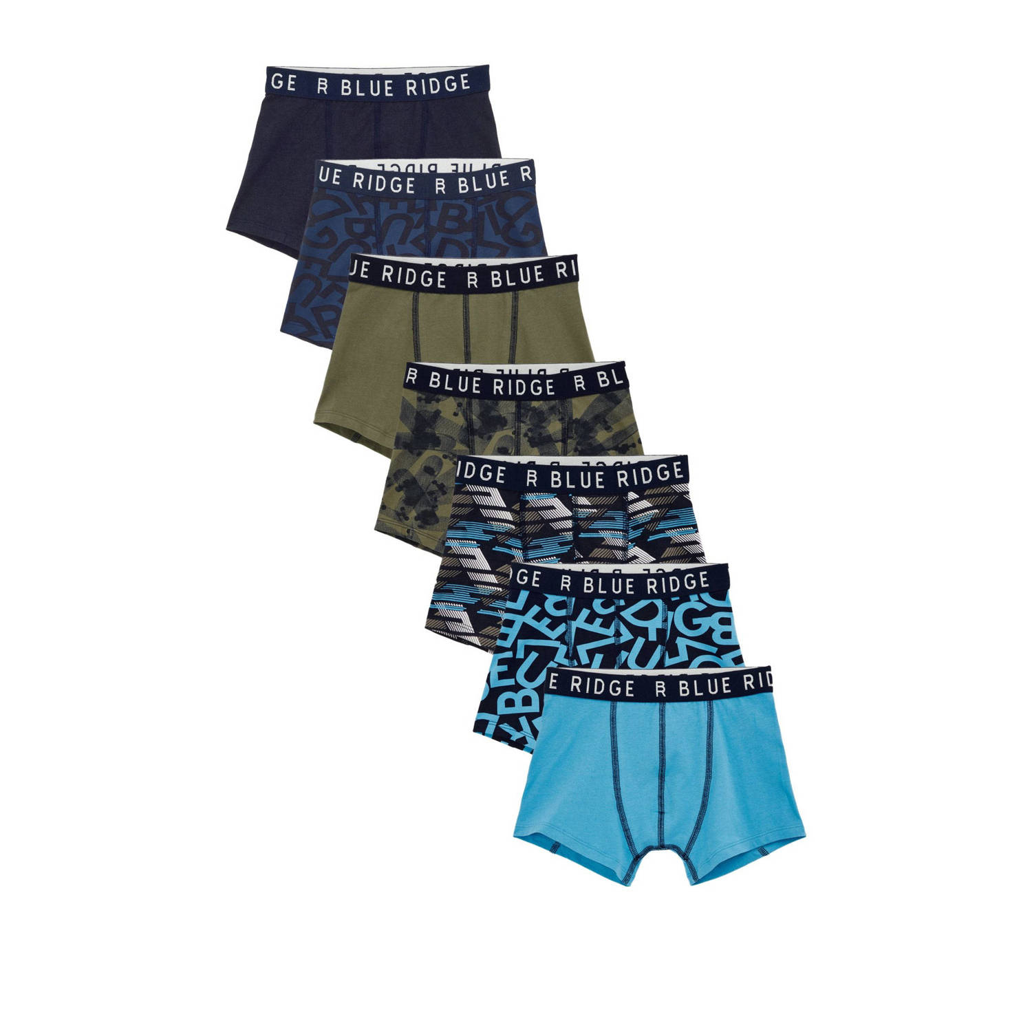 WE Fashion Blue Ridge boxershort set van 7 blauw groen