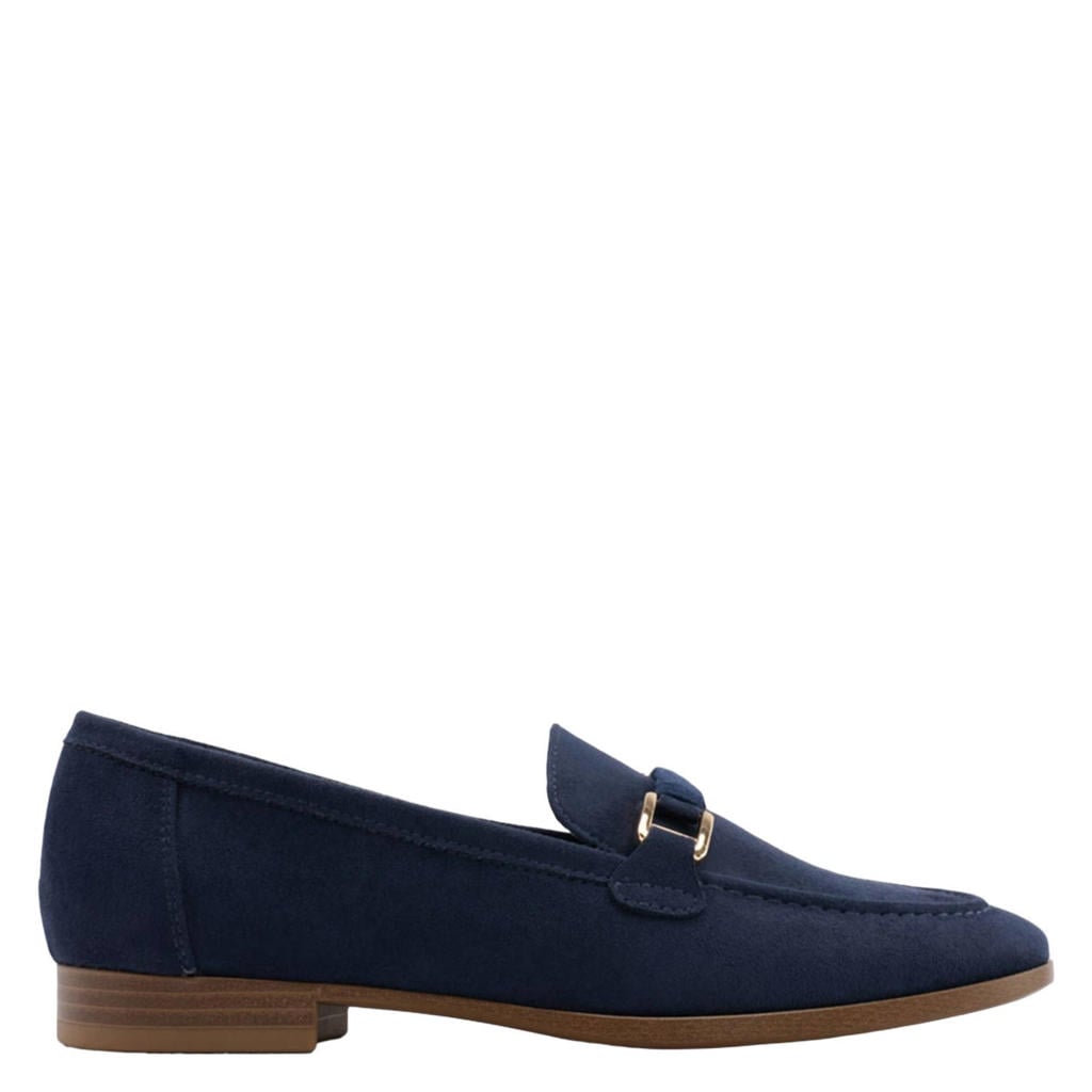 Donkerblauwe dames Graceland loafers van imitatiesuède