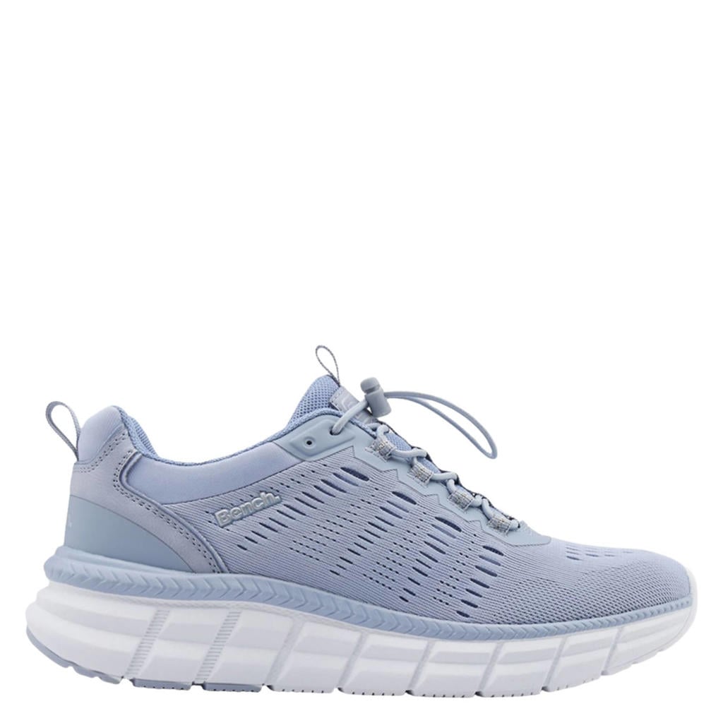 Lichtblauwe dames Bench sneakers van textiel met elastische veters