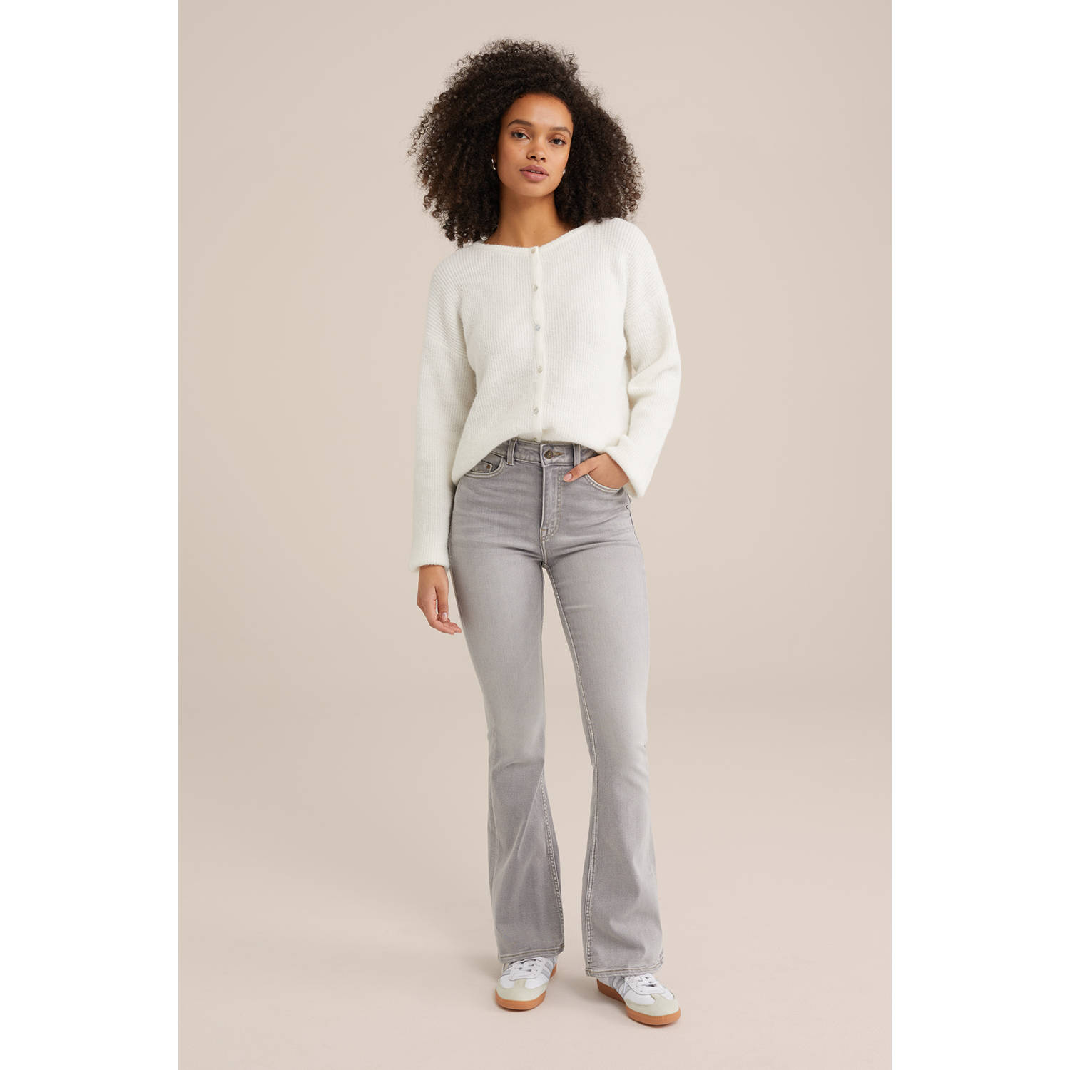WE Fashion Blue Ridge high waist flared jeans grey denim