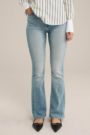 high waist flared jeans light blue denim