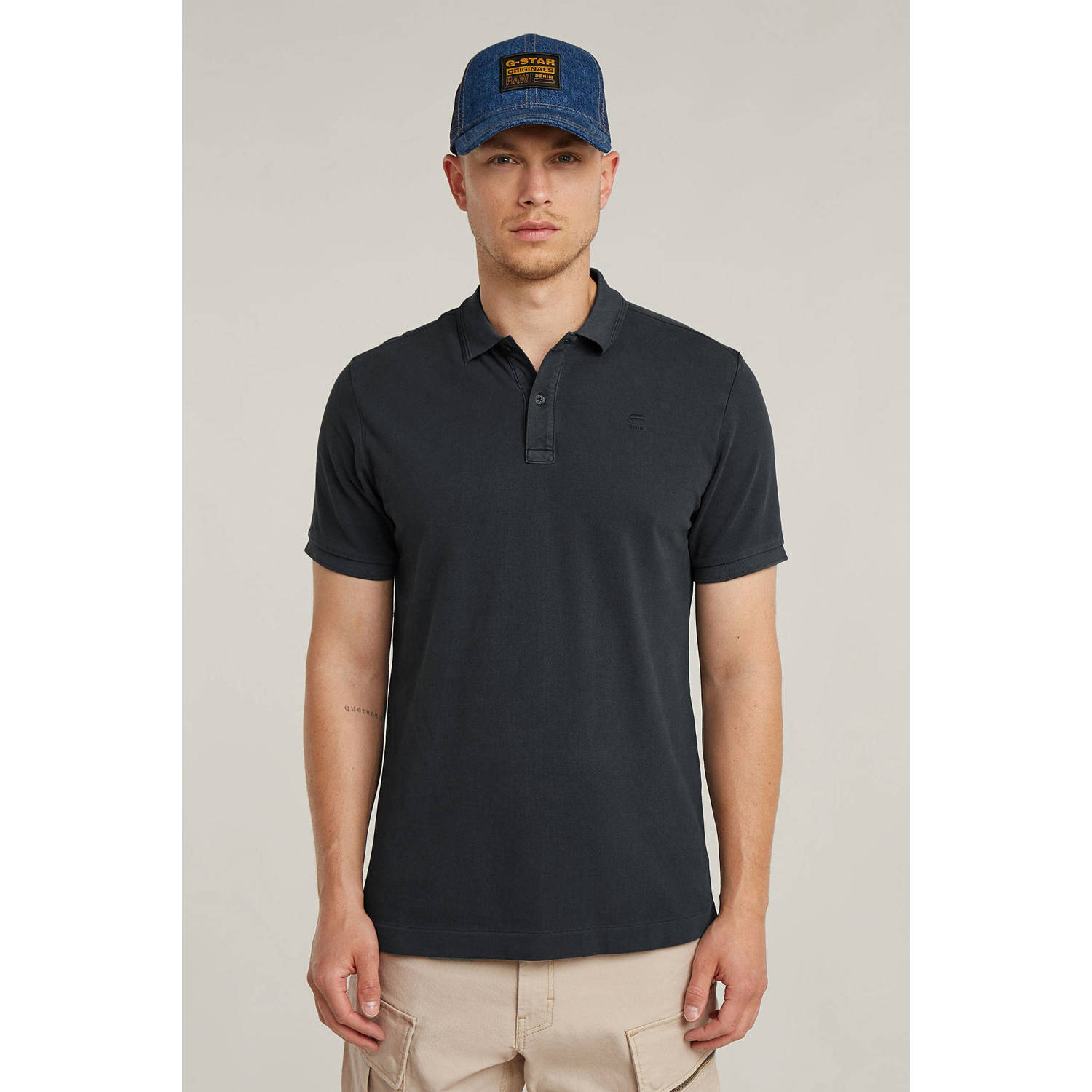 G-Star RAW Dunda Overdyed Slim Polo Donkerblauw Heren