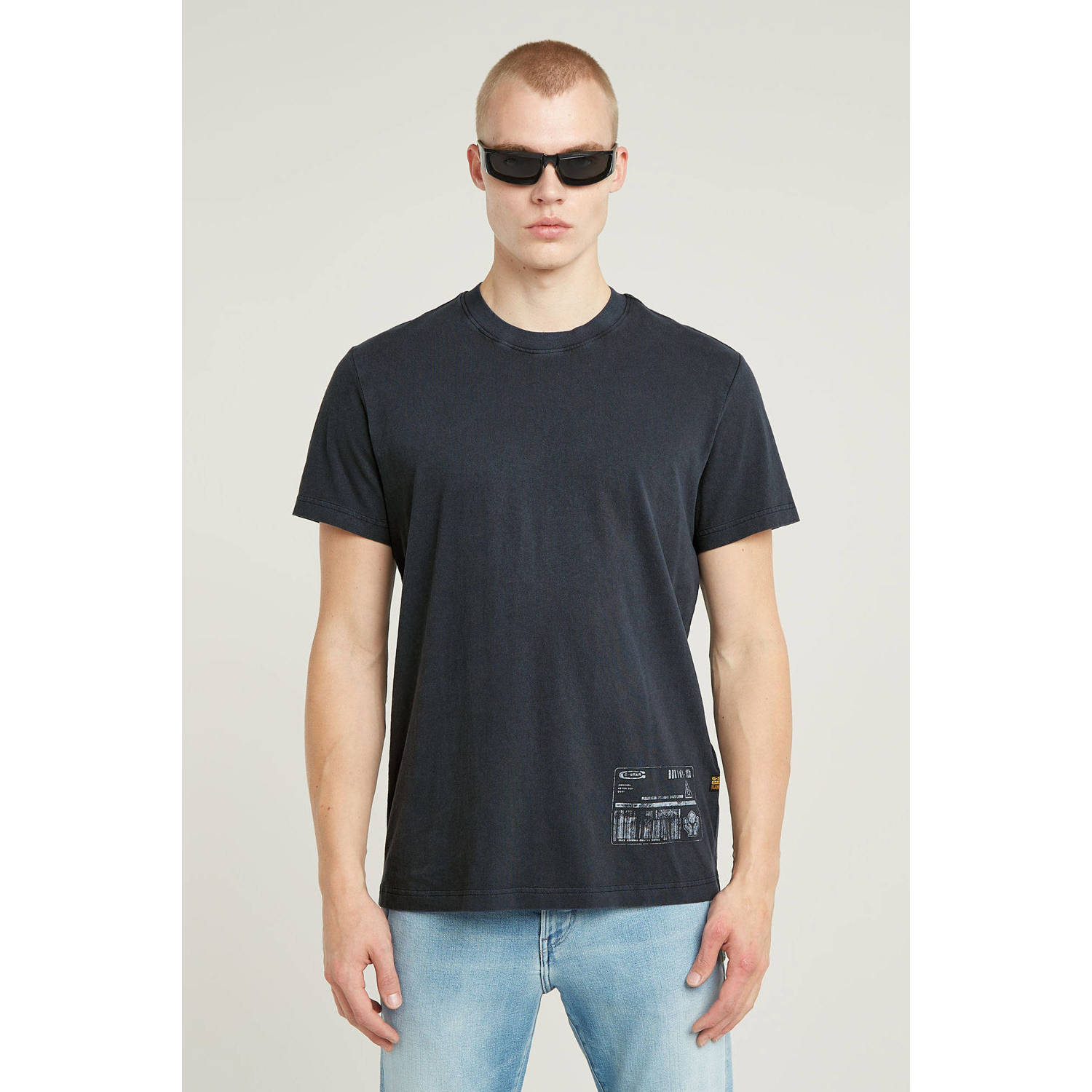 G-Star RAW Shipping Graphic Overdyed T-Shirt Donkerblauw Heren