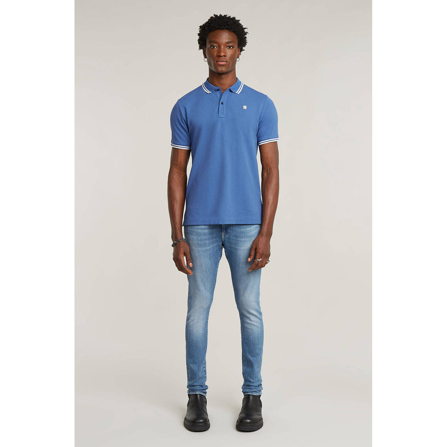G-STAR slim fit polo Dunda blauw