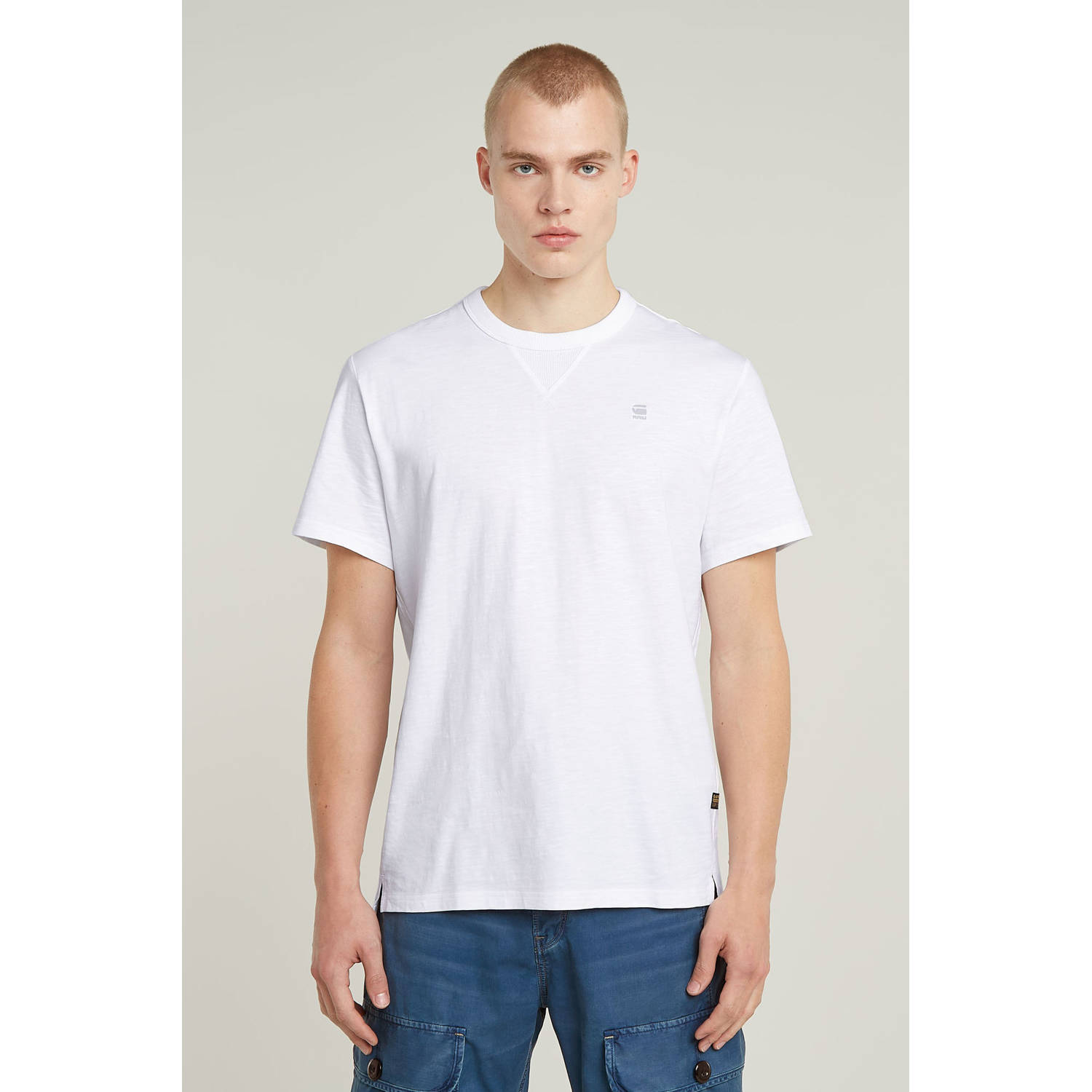 G-Star Raw T-shirt met labelstitching en ronde hals