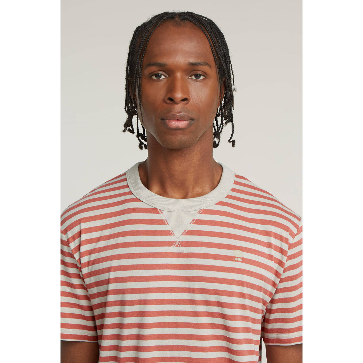 G-STAR T-shirt Nifous stripe roodbruin