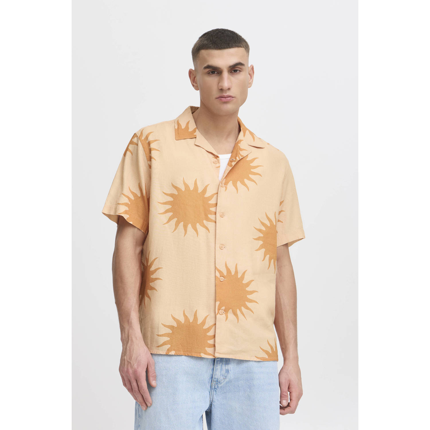 Solid linnen oversized overshirt oranje