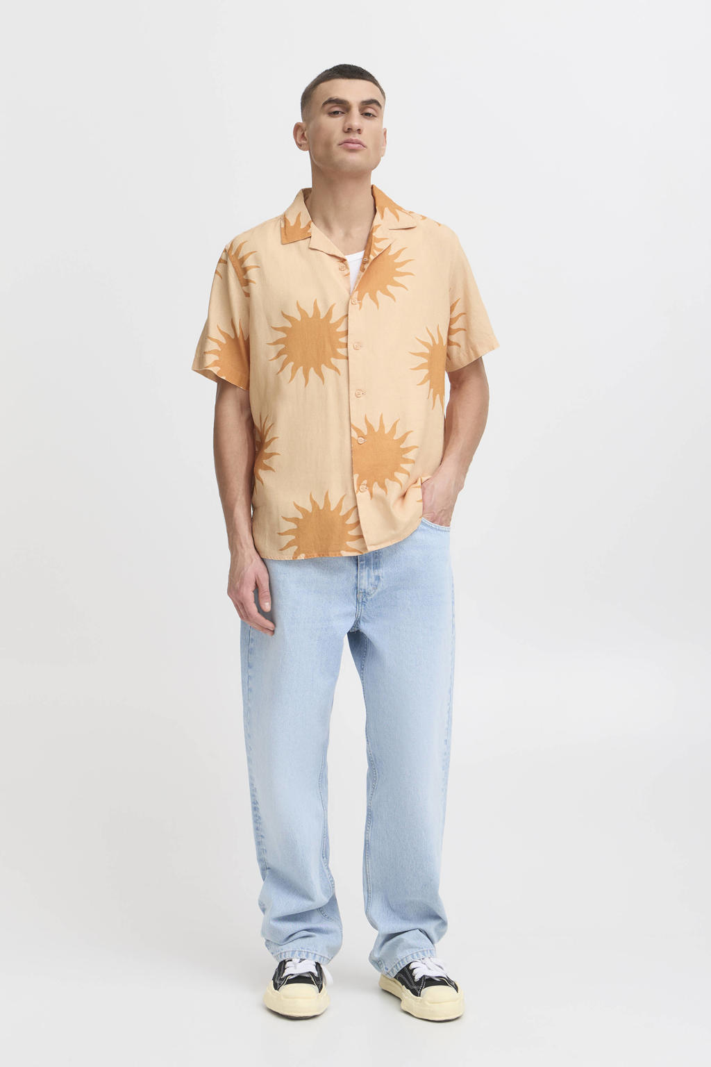 Solid linnen oversized overshirt oranje