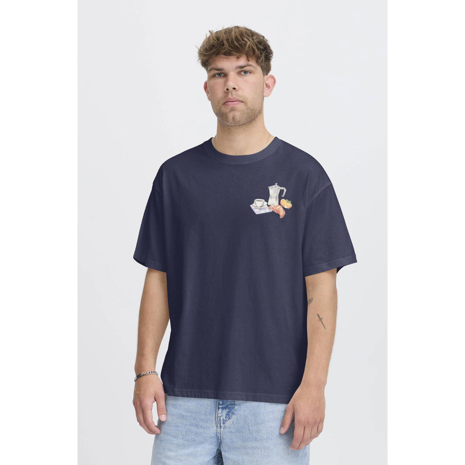 Solid T-shirt donkerblauw