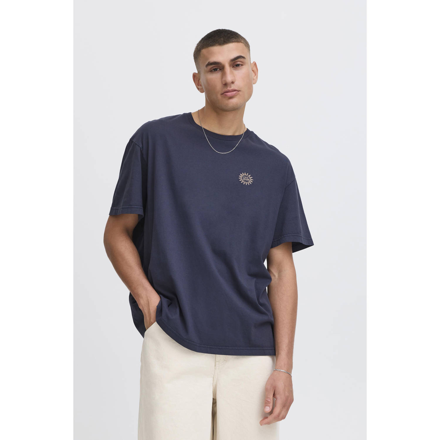 Solid T-shirt donkerblauw