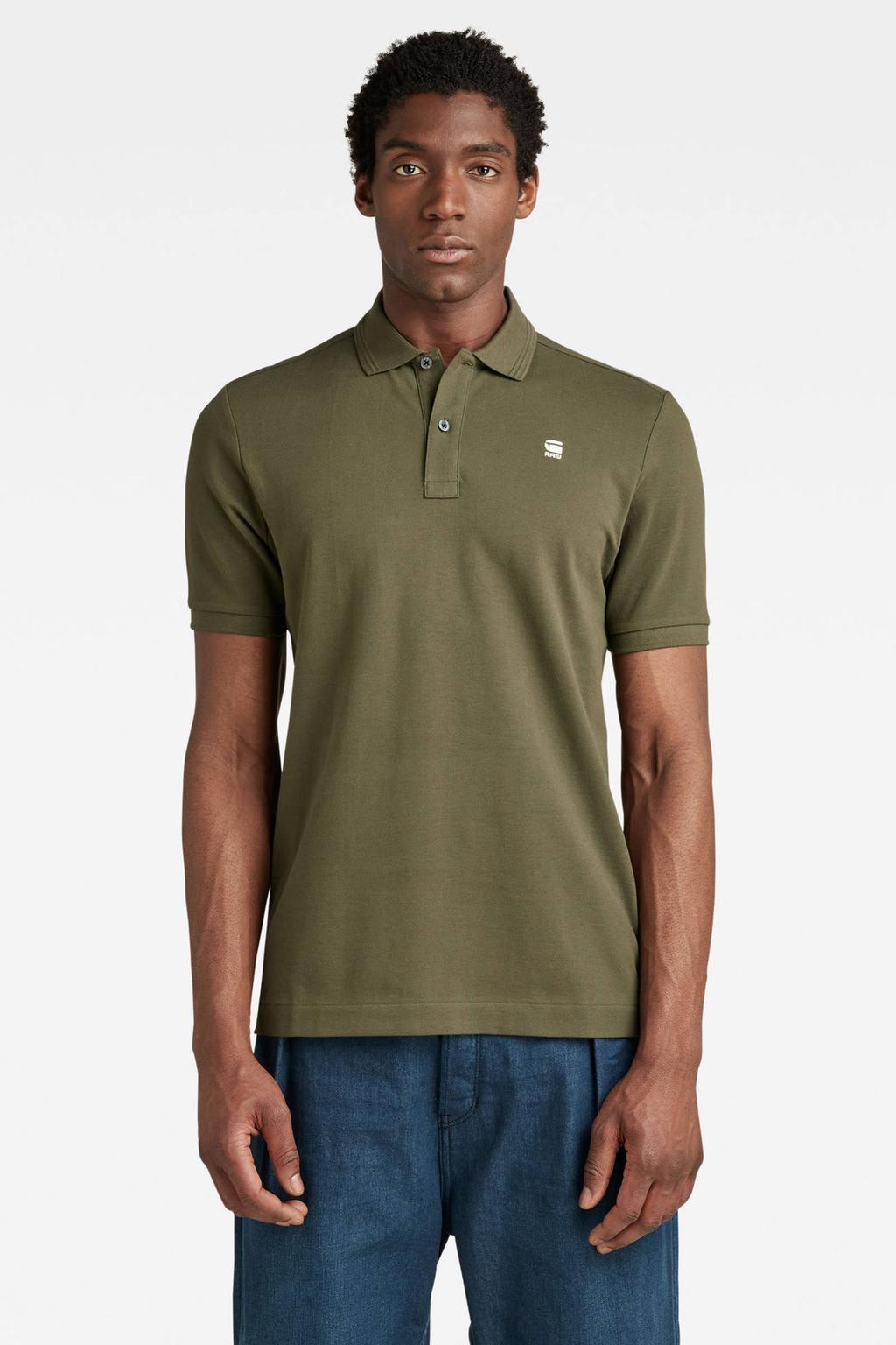 G-STAR slim polo DUNDA olijfgroen