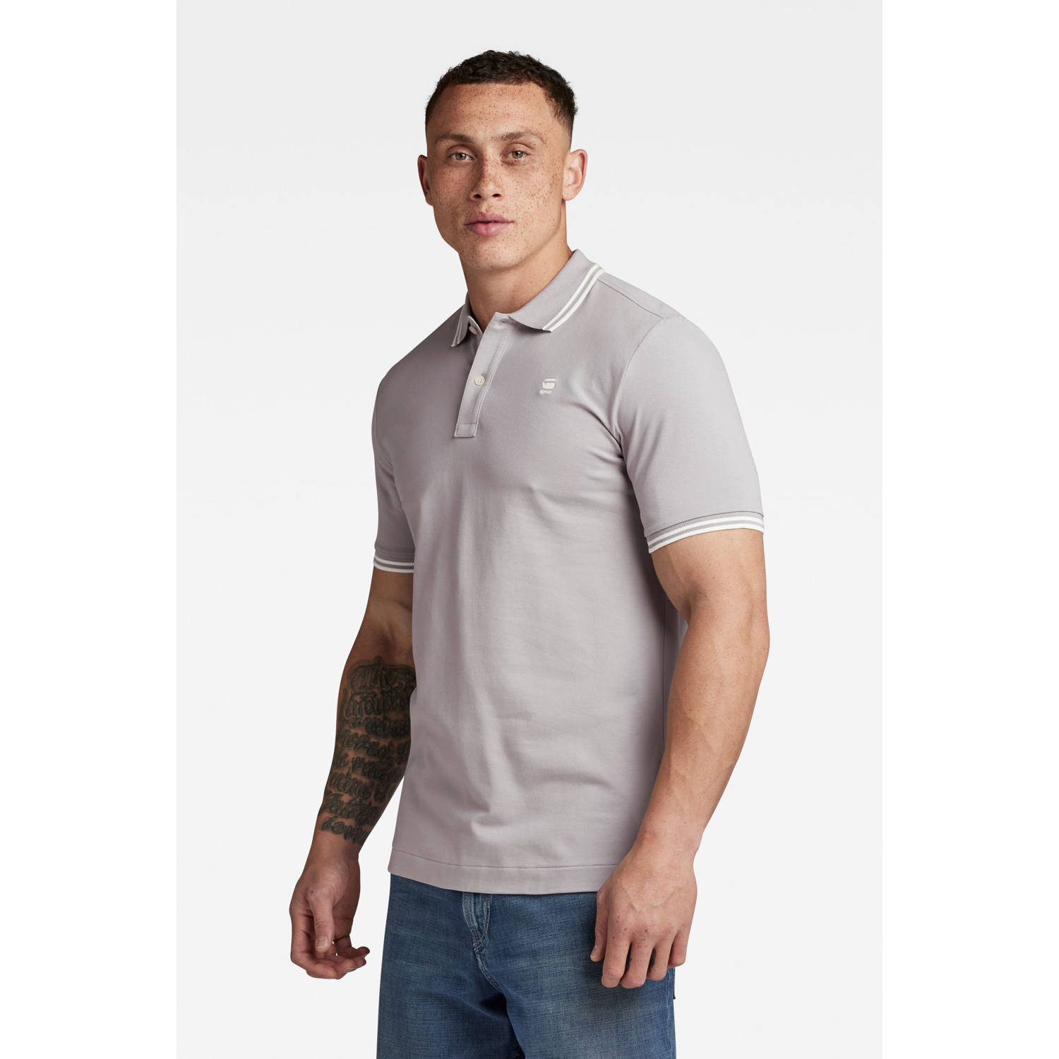 G-STAR slim fit polo Dunda grey alloy