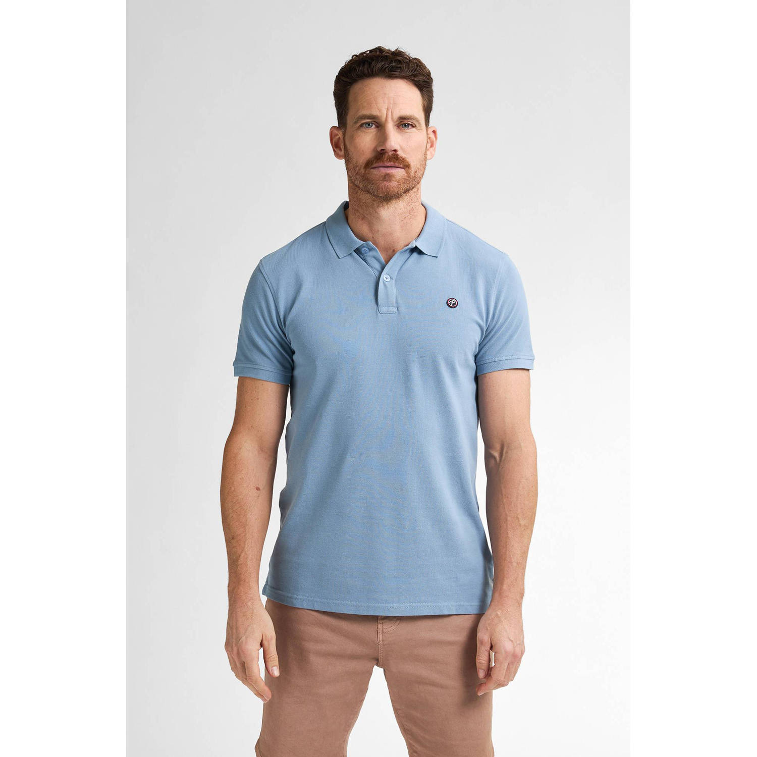 Petrol Industries regular polo lichtblauw